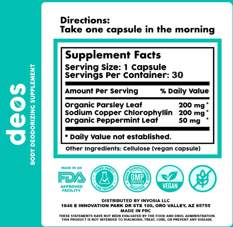 DEOS Body Deodorizing Supplement | Suplemento de Frescura Corporal (60 CÁPSULAS)