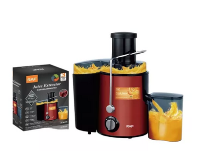 EXTRACTOR EXPRIMIDOR DE JUGO ELÉCTRICO FRUTAS RAF DE  COLOR ROJO
