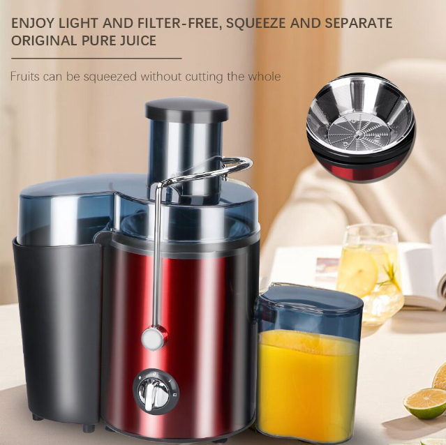 EXTRACTOR EXPRIMIDOR DE JUGO ELÉCTRICO FRUTAS RAF DE  COLOR ROJO